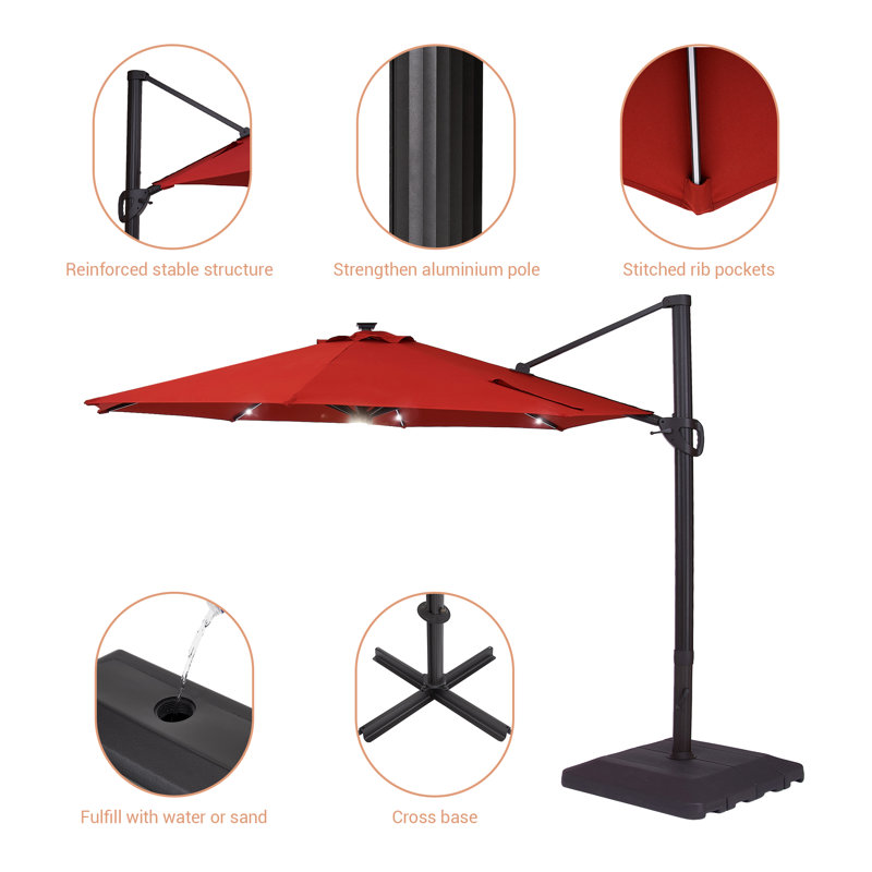 Arlmont & Co. DarcieMay 132'' Lighted Cantilever Umbrella & Reviews